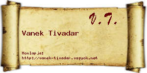 Vanek Tivadar névjegykártya